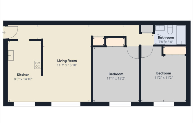 2 beds, 1 bath, 823 sqft, $925, Unit 5-5