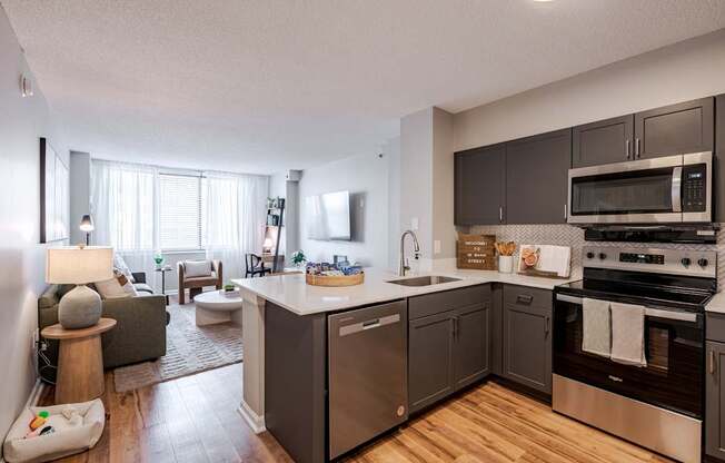 Open living spaces at 15 Bank Apartments in White Plains, NY 10606