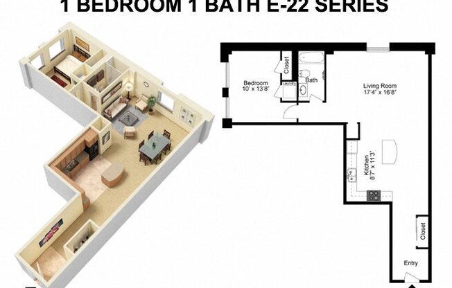 1 bed, 1 bath, 965 sqft, $1,516