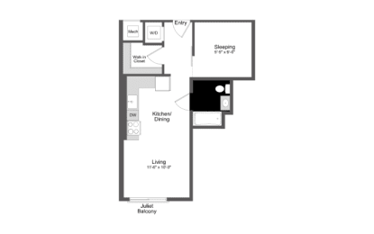 1 bed, 1 bath, 543 sqft, $1,893