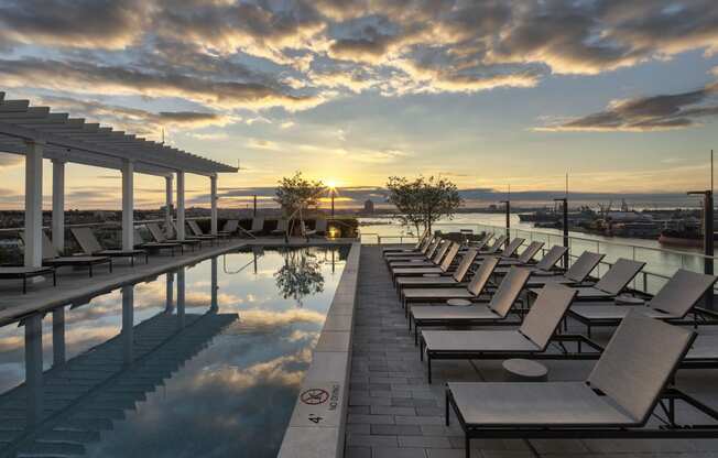 the pool at the hyatt regency at sunset