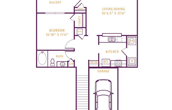 1 bed, 1 bath, 877 sqft, $1,605