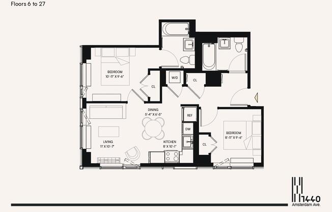 2 beds, 2 baths, $6,550, Unit 1803