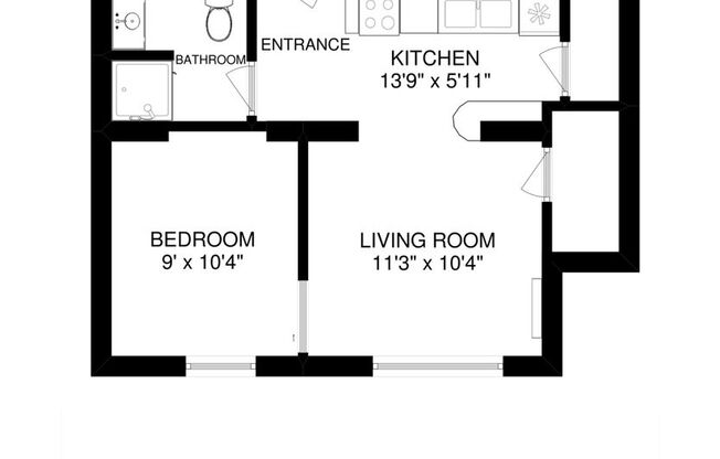 1 bed, 1 bath, $840