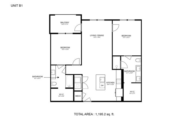 2 beds, 2 baths, 1,168 sqft, $1,606