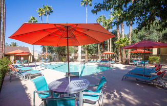 Pool seating at River Oaks Apartments in Tucson Arizona