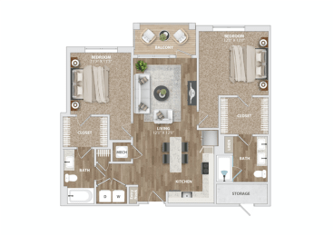 2 beds, 2 baths, 1,113 sqft, $2,085