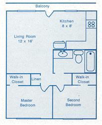 2 beds, 1 bath, 880 sqft, $1,350, Unit 206