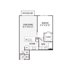 1 bed, 1 bath, 695 sqft, $1,557