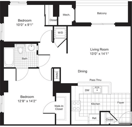 2 beds, 1 bath, 850 sqft, $3,075, Unit 0819