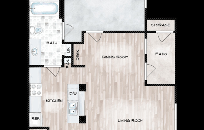 1 bed, 1 bath, 733 sqft, $1,210