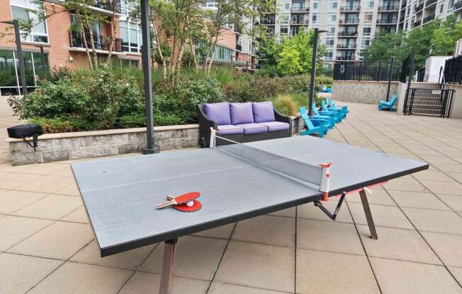 outdoor ping pong table and courtyard