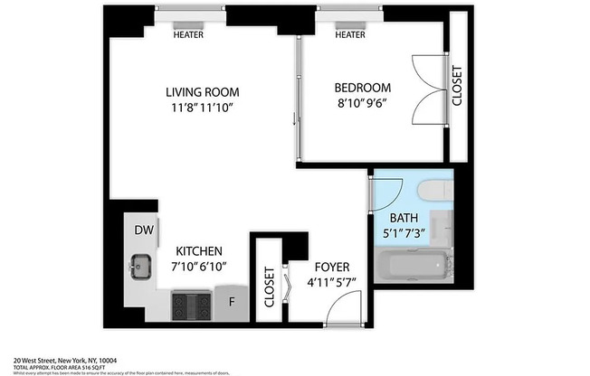 1 bed, 1 bath, 516 sqft, $5,250, Unit 40A