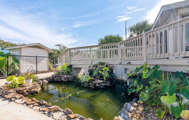 a koi pond at 701 South Apartments in Mobile, AL