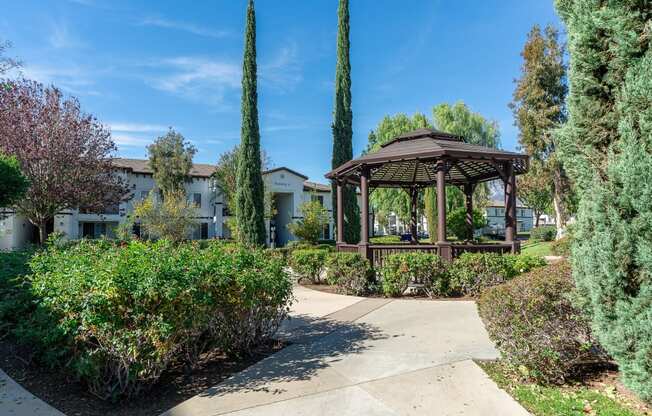 Outdoor path with gazebo