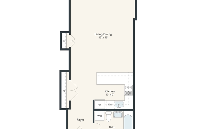 Studio, 1 bath, 591 sqft, $1,347