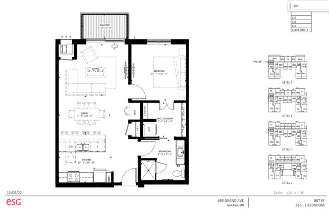 1 bed, 1 bath, 807 sqft, $2,195, Unit 218