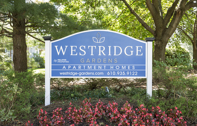 Entrance sign to Westridge Gardens Apartments