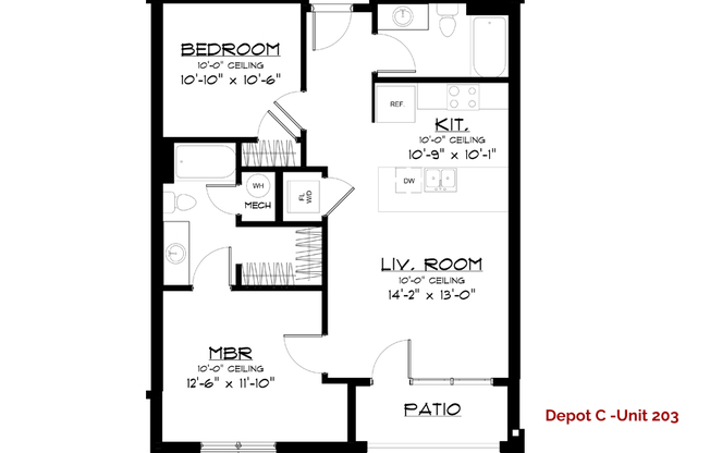 2 beds, 2 baths, 925 sqft, $1,195, Unit 203