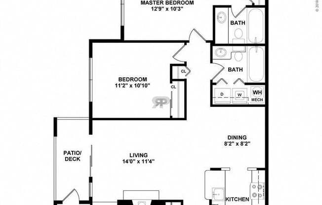2 beds, 2 baths, 921 sqft, $2,099