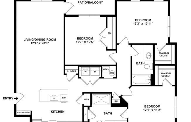 3 beds, 3 baths, 1,288 sqft, $2,121
