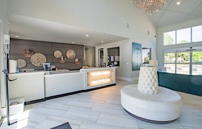 Our modern and upscale leasing office at Creekfront at Deerwood, Florida