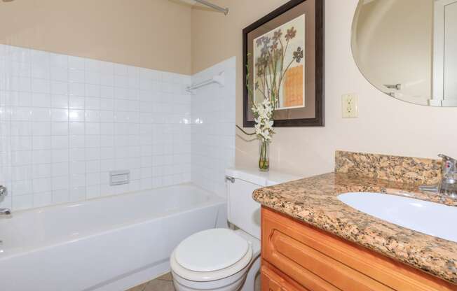 full bathroom with tub and shower combo  at 444 Park Apartments, Richmond Heights, 44143