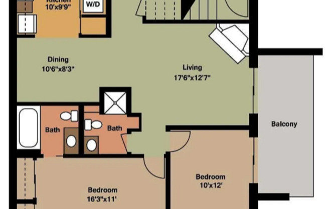 2 beds, 2 baths, 1,074 sqft, $2,195, Unit 2025A-201A