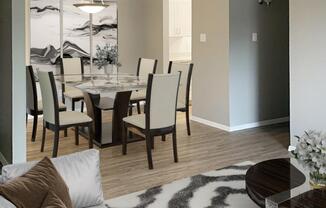 El Castillo Apartments living and dining area with decor