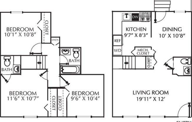 3 beds, 1.5 baths, 1,155 sqft, $1,955