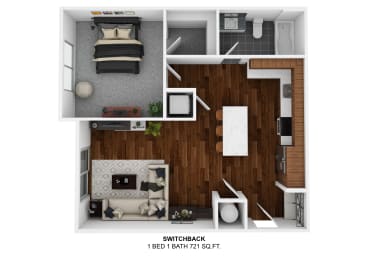 1 bed, 1 bath, 721 sqft, $1,702