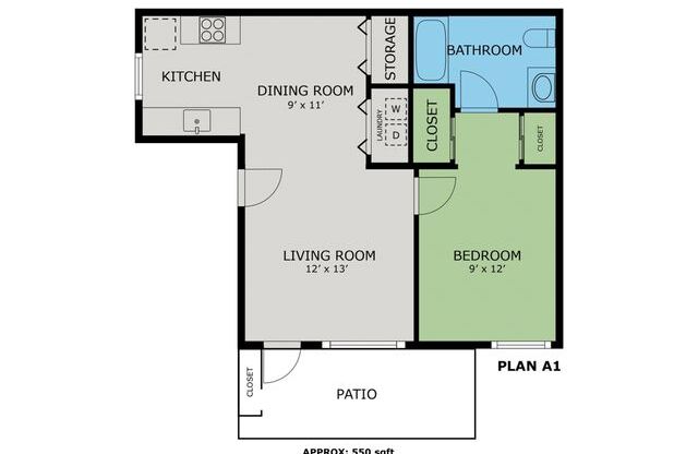 1 bed, 1 bath, 550 sqft, $1,650