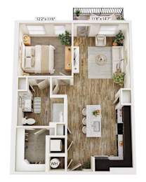 1 bed, 1 bath, 701 sqft, $1,090