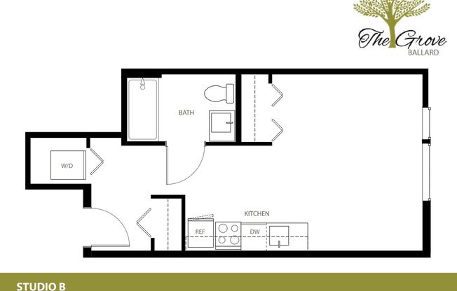 Studio, 1 bath, 357 sqft, $1,550, Unit 402