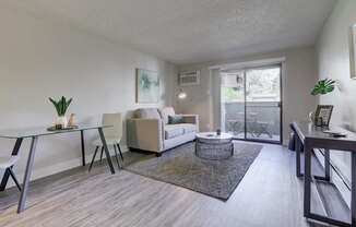 Hudson at Highline Apartments in Denver, Colorado Model Living Room and Dining Area