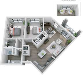 2 beds, 1 bath, 1,097 sqft, $1,643