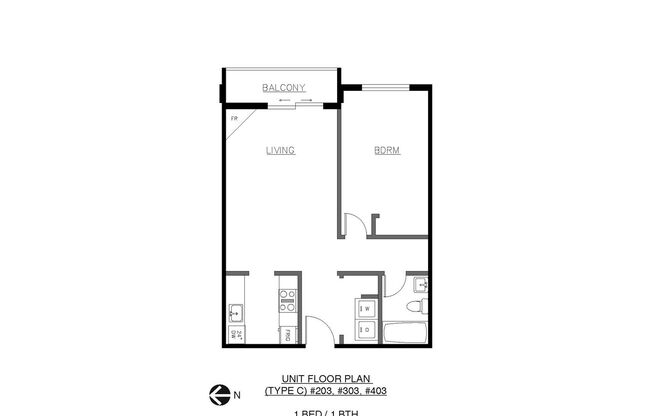 1 bed, 1 bath, 580 sqft, $1,490, Unit 303