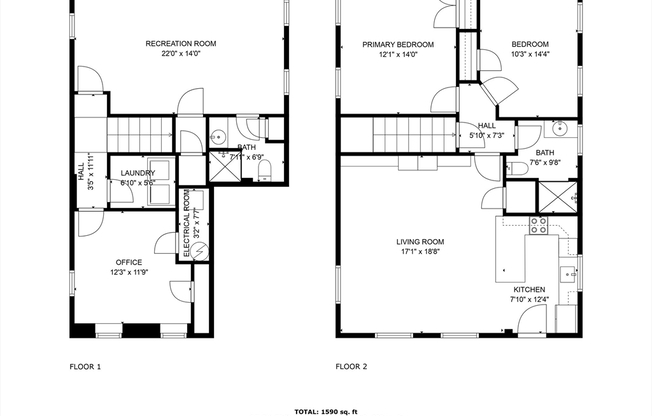 2 beds, 2 baths, 1,590 sqft, $2,950, Unit 1