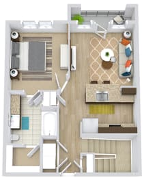 1 bed, 1 bath, 725 sqft, $1,334