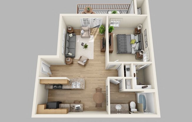 1 bed, 1 bath, 735 sqft, $1,119
