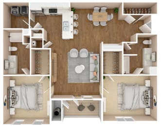 2 beds, 2 baths, 1,294 sqft, $1,510