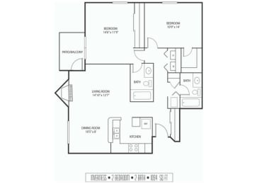2 beds, 2 baths, 1,094 sqft, $2,170