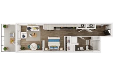 Studio, 1 bath, 599 sqft, $1,829