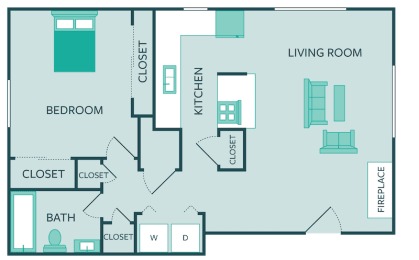 1 bed, 1 bath, 609 sqft, $970