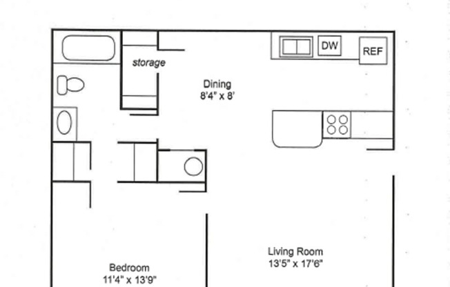 1 bed, 1 bath, 688 sqft, $650