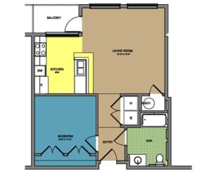 1 bed, 1 bath, 533 sqft, $1,329