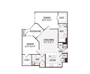 2 beds, 2 baths, 1,038 sqft, $1,865