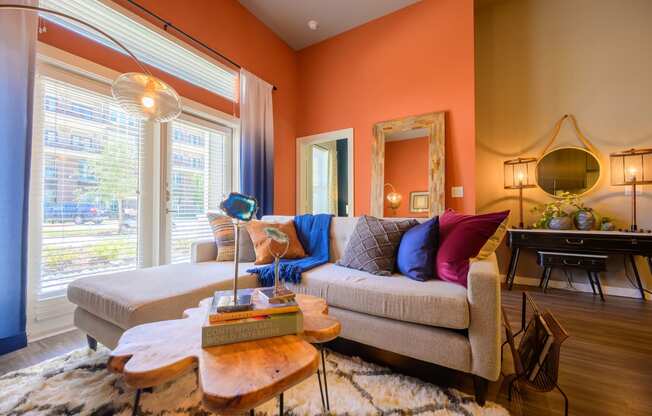 Harmony Luxury Apartments living room area with great natural lighting