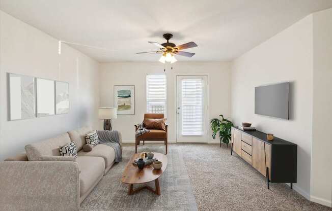 Living Room with Ceiling Fan