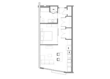 Studio, 1 bath, 597 sqft, $1,896